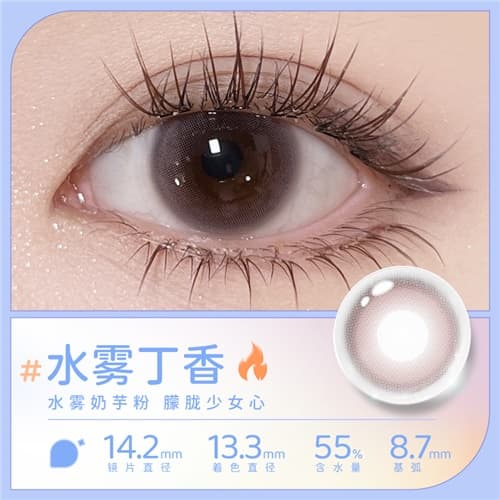 【试戴】EYEPONY「屿」系列日抛彩色隐形眼镜2片装-水雾丁香