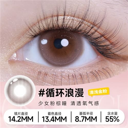 【试戴】人鱼姬金粉大师试戴片彩色隐形眼镜日抛2片装-循环浪漫